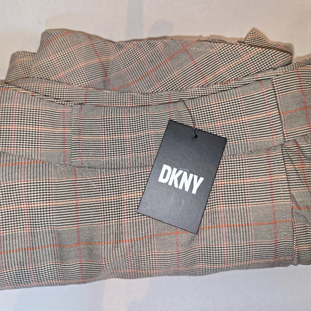 DKNY Pleated Wrap Midi Skirt in brown combo, Women's S, NWT - Picture 5 of 8